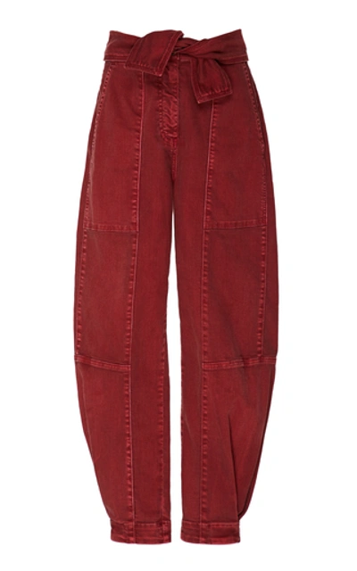 Shop Ulla Johnson Women's Storm High-waisted Cropped Wide-leg Jeans In Burgundy