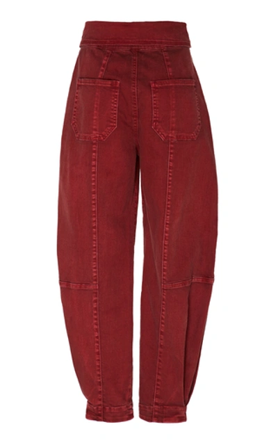 Shop Ulla Johnson Women's Storm High-waisted Cropped Wide-leg Jeans In Burgundy
