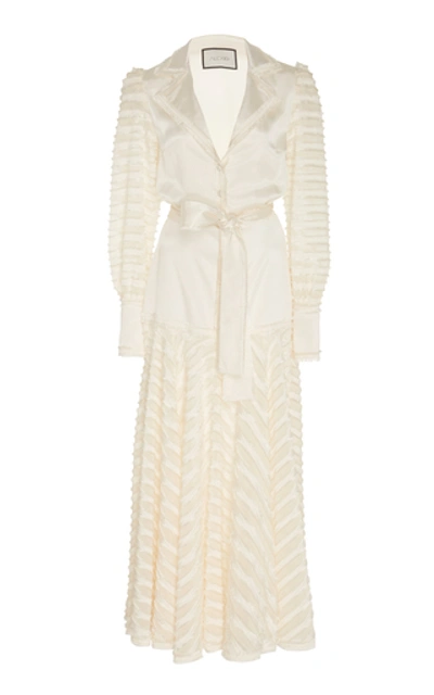 Shop Alexis Juliska Sheer-paneled Maxi Blazer Dress In Neutral