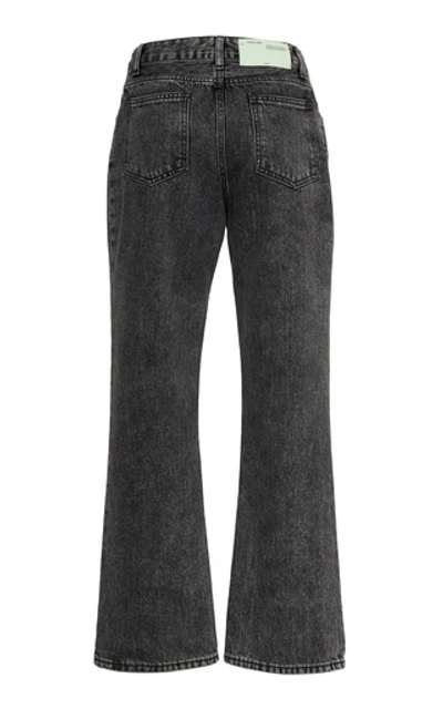Shop Off-white Cropped Mid-rise Flared Jeans In Grey