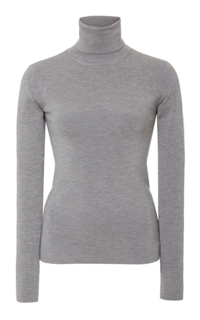 Shop Joseph Stretch Silk-blend Turtleneck Sweater In Grey