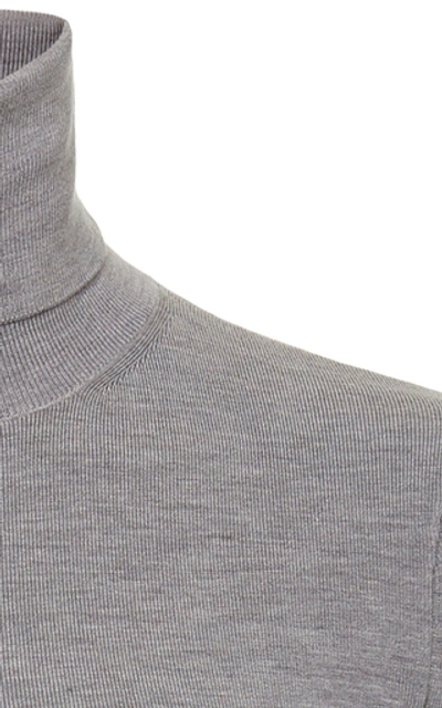 Shop Joseph Stretch Silk-blend Turtleneck Sweater In Grey