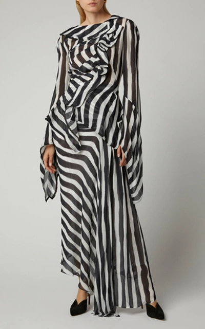 Shop Maticevski Aquarius Asymmetric Striped Chiffon Skirt