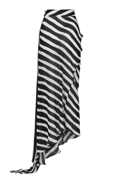 Shop Maticevski Aquarius Asymmetric Striped Chiffon Skirt