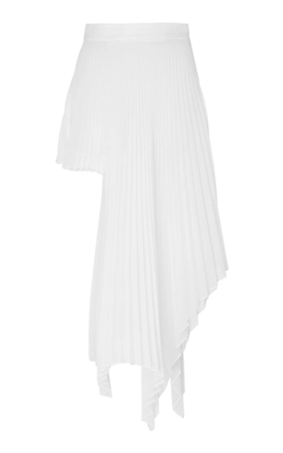 Shop Peter Do Asymmetric Pleated Voile Skirt In White