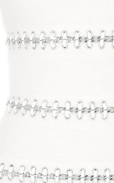 Shop Balmain Feather-trimmed Angora-blend Mini Dress In White