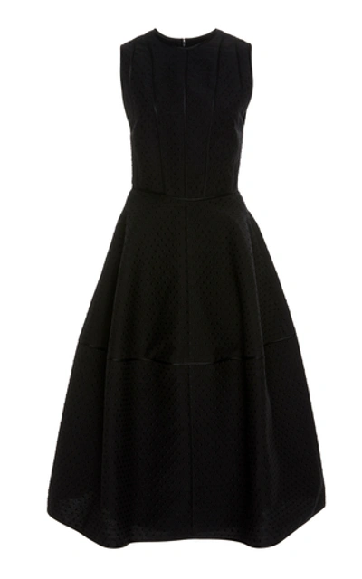 Shop Narciso Rodriguez Dot Jacquard Sculpted Dress In Black