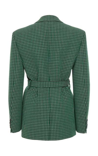 Shop Givenchy Belted Checked Wool-crepe Blazer In Plaid