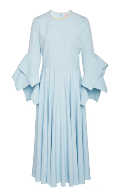 Shop Roksanda Ayres Layered Crepe Midi Dress In Blue