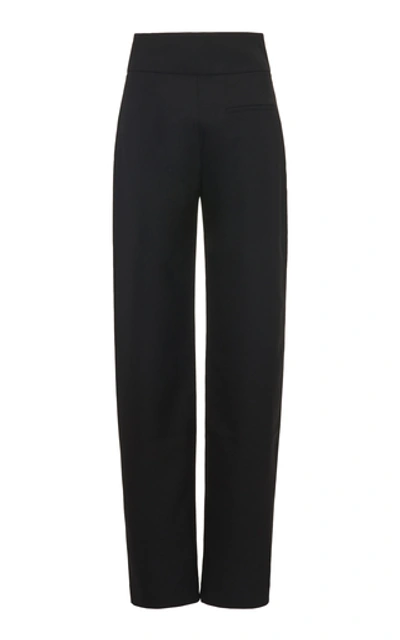 Shop Totême Ossi Wool-blend High-rise Trousers In Black