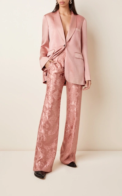 Shop Ann Demeulemeester Satin-jacquard Wide-leg Pants In Pink