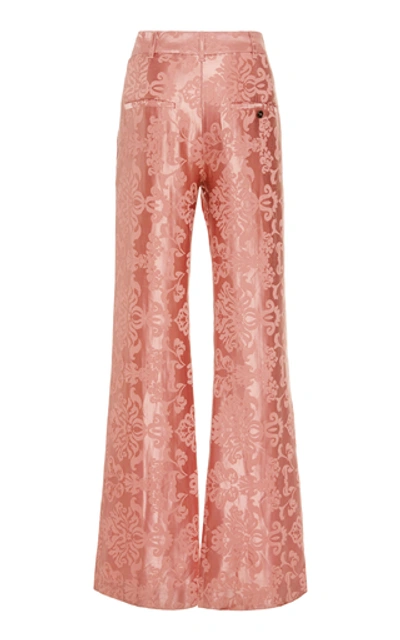 Shop Ann Demeulemeester Satin-jacquard Wide-leg Pants In Pink