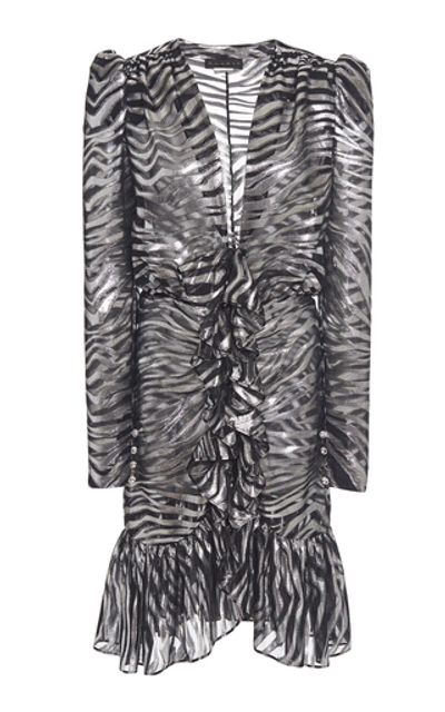 Shop Dundas Metallic Printed Silk-blend Mini Dress