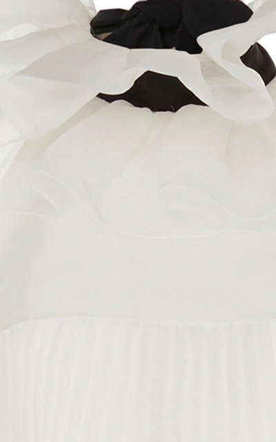 Shop Rochas Tiered Silk-organza Halter Gown In White