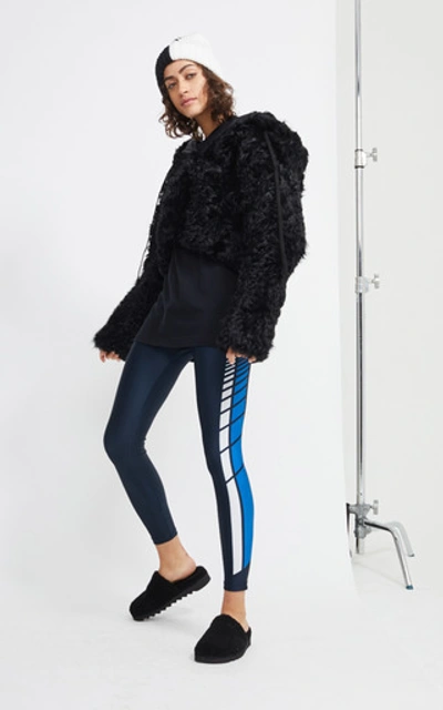 Shop Monse Cropped Lamb Shearling Hoodie In Black