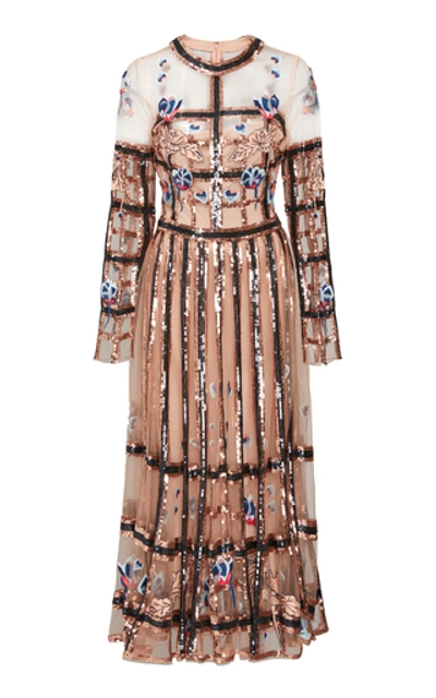 Shop Temperley London Lola Sequin Detail Organza Dress In Pink