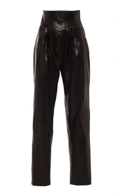 Shop Rodarte High-rise Lamé Straight-leg Pants In Black