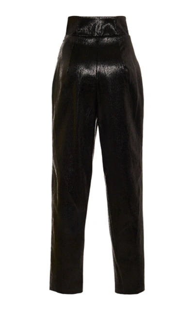 Shop Rodarte High-rise Lamé Straight-leg Pants In Black