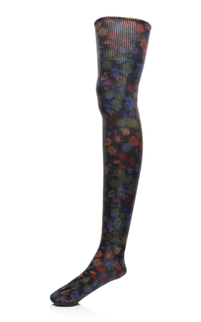 Shop Ganni Sequin-embellished Stretch-jersey Socks In Multi