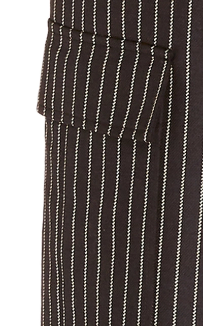 Shop Oscar De La Renta Striped Wool-blend Cargo Pants In Navy