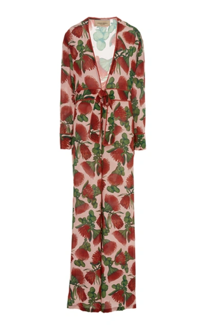 Shop Adriana Degreas Floral Silk Jumpsuit