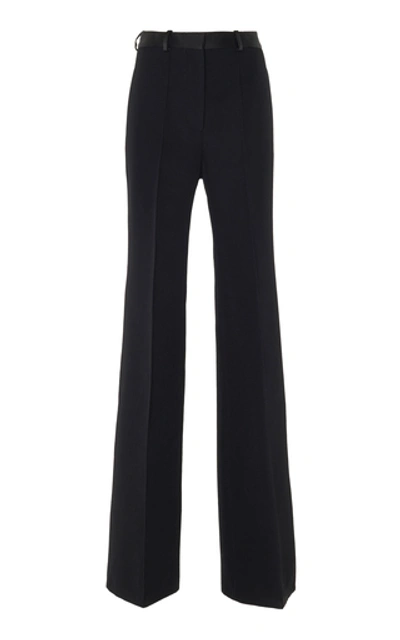 Shop Victoria Beckham High-waisted Wool Wide-leg Pants In Black