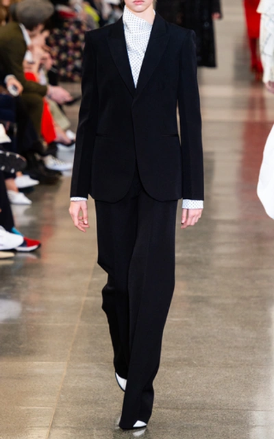 Shop Victoria Beckham High-waisted Wool Wide-leg Pants In Black