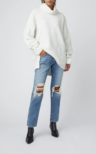 Shop Atm Anthony Thomas Melillo Oversized Chenille Turtleneck Sweater In White