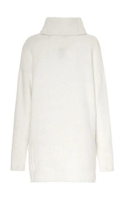 Shop Atm Anthony Thomas Melillo Oversized Chenille Turtleneck Sweater In White