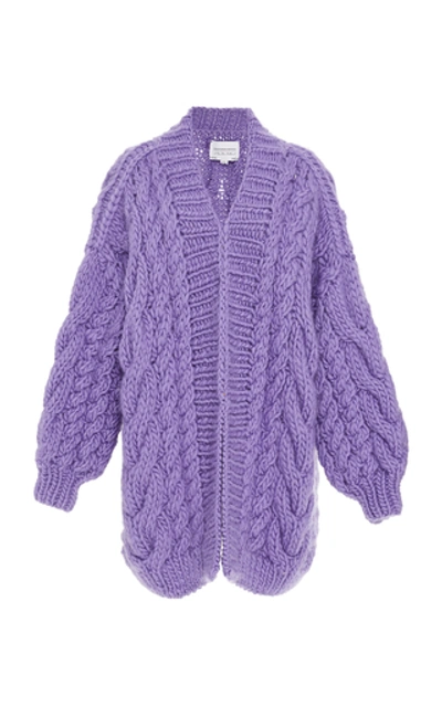 Shop I Love Mr Mittens Cable-knit Wool Cardigan In Purple