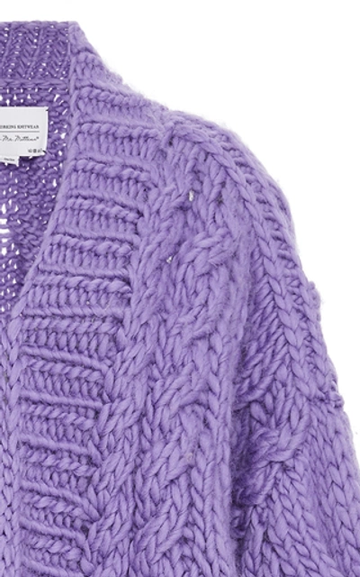 Shop I Love Mr Mittens Cable-knit Wool Cardigan In Purple