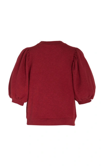 Shop Ulla Johnson Rami Balloon-sleeve Cotton Sweatshirt In Burgundy