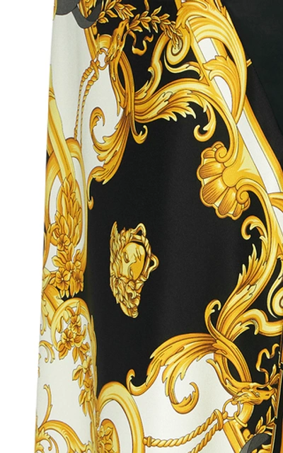 Shop Versace Printed Silk-satin Midi Skirt