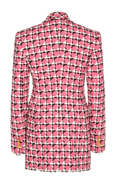 Shop Versace Printed Cotton-blend Blazer In Pink