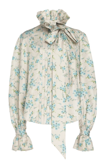 Shop Marc Jacobs Tie-detailed Floral-print Silk Shirt