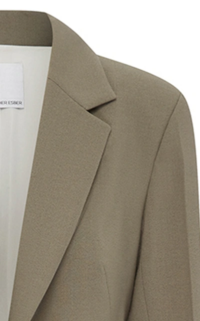 Shop Christopher Esber Tie-detailed Cutout Wool-blend Blazer In Green