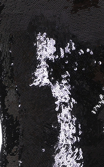 Shop Balmain Sequined Crepe Mini Dress In Black