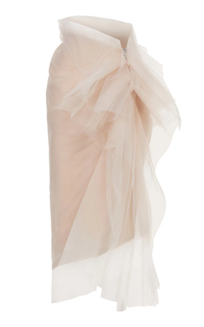 Shop Maticevski Atmospheric Ruffled Tulle Pencil Skirt In Pink
