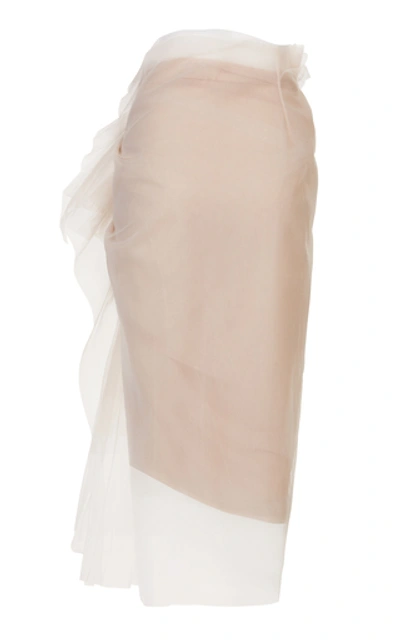 Shop Maticevski Atmospheric Ruffled Tulle Pencil Skirt In Pink