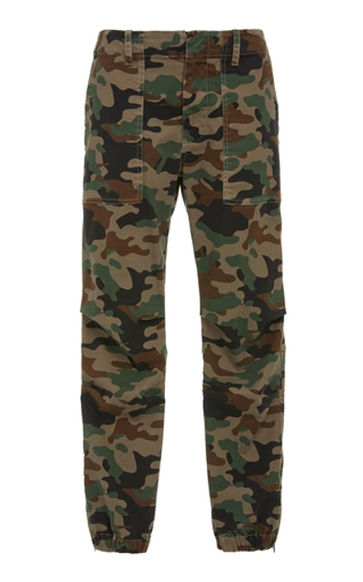Shop Nili Lotan Cropped Camouflage Cotton-blend Pants In Print