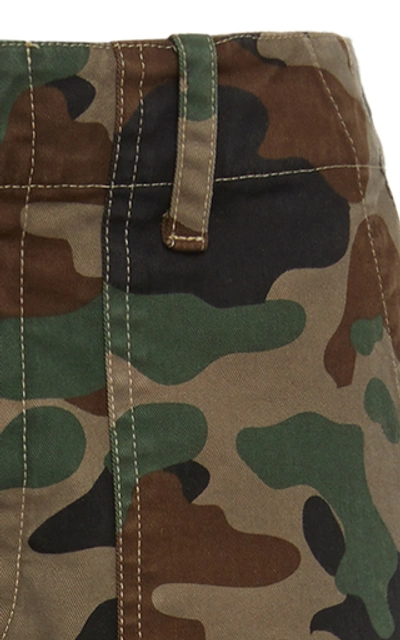 Shop Nili Lotan Cropped Camouflage Cotton-blend Pants In Print