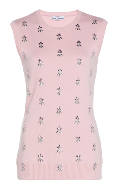 Shop Paco Rabanne Embroidered Wool Sweater In Pink