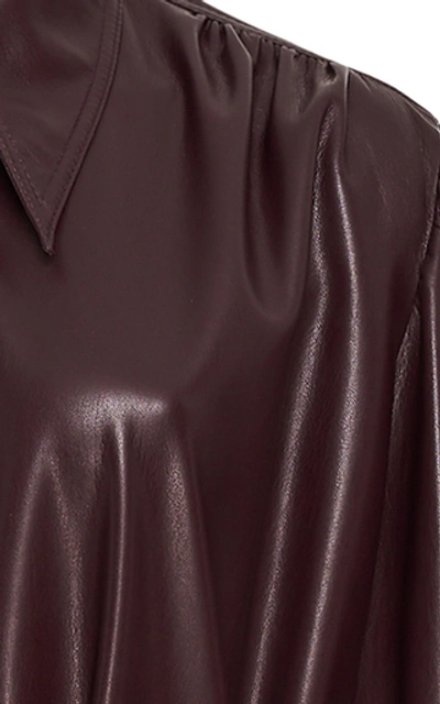 Shop Nanushka Rosana Vegan Leather Button-front Dress In Purple