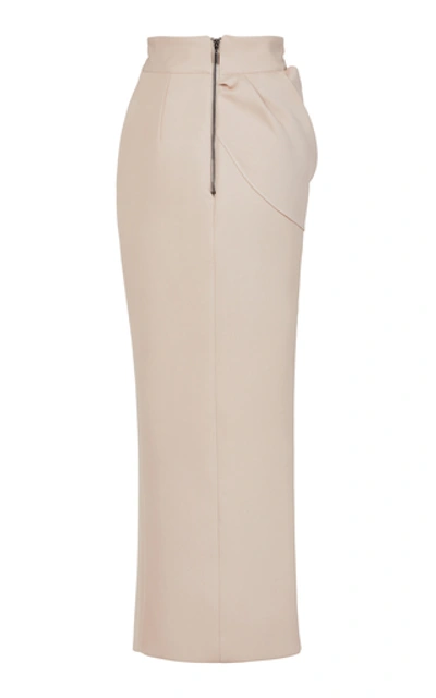 Shop Maticevski Finite Draped Slit Crepe Pencil Skirt In Neutral