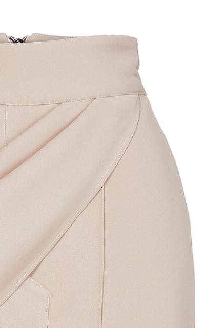 Shop Maticevski Finite Draped Slit Crepe Pencil Skirt In Neutral