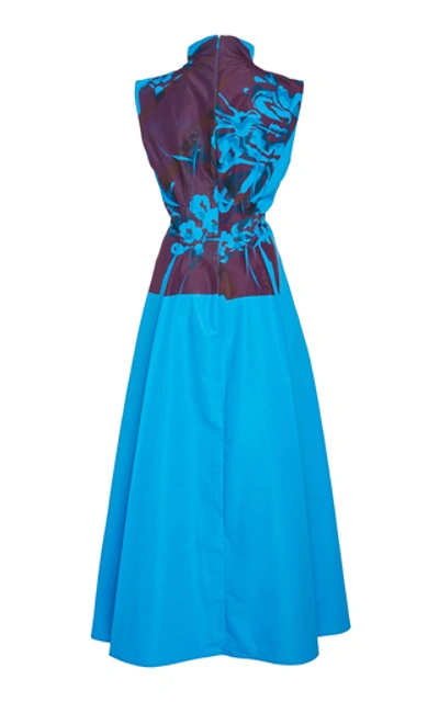 Shop Roksanda Shia Printed Cotton-blend Dress In Blue