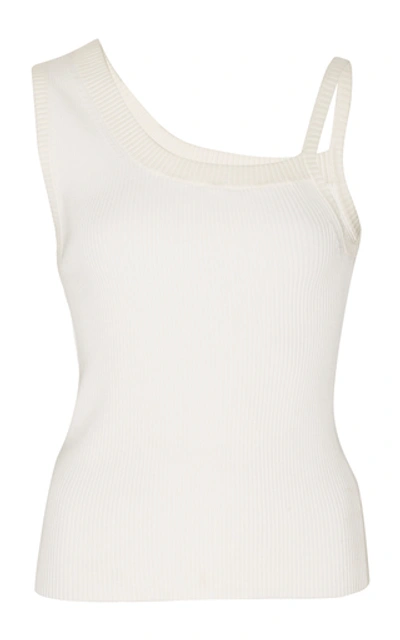 Shop Peter Do Asymmetric Ribbed-knit Tank Top In White