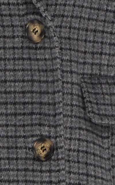 Shop Ganni Checked Wool-blend Coat In Grey