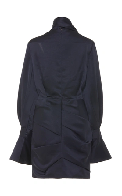 Shop Acler Soto Tie-neck Tucked Mini Dress In Black
