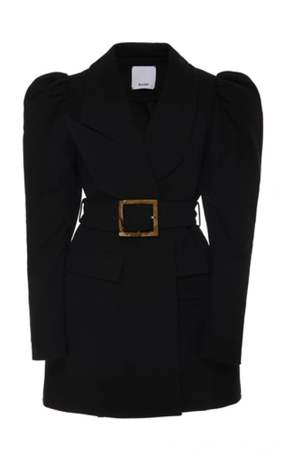 Shop Acler Alameda Puffed-shoulder Belted Blazer Dress In Black